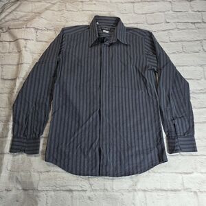 Dolce & Gabbana Charcoal Striped Button-Down Shirt Sz 16.5/42
